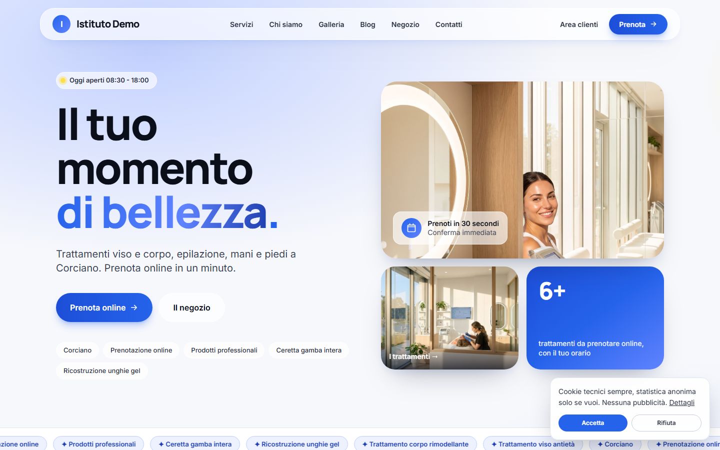 La home del sito dimostrativo Istituto Demo
