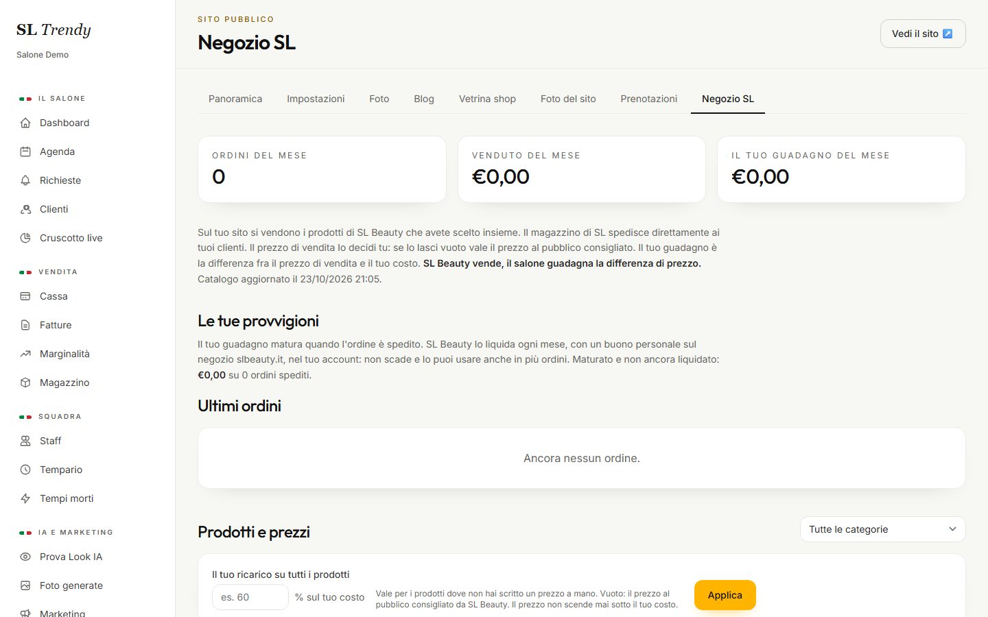 Negozio SL nel pannello